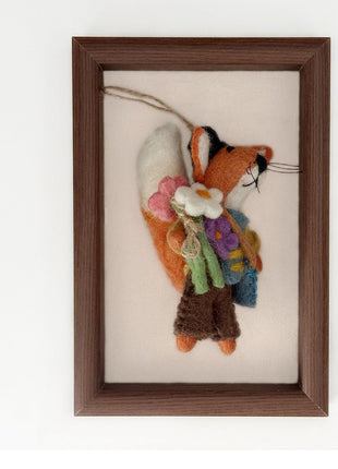Flower fox charm with a light hanging cord