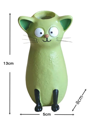 Lignovancia cat-shaped resin vase