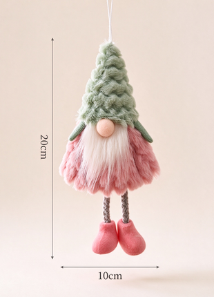 6-Piece Christmas Gnome Ornament Set – Pink & Sage Green Tree Decorations Lignovancia
