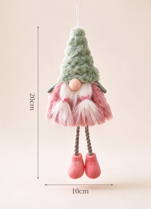 6-Piece Christmas Gnome Ornament Set – Pink & Sage Green Tree Decorations Lignovancia