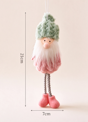 6-Piece Christmas Gnome Ornament Set – Pink & Sage Green Tree Decorations Lignovancia