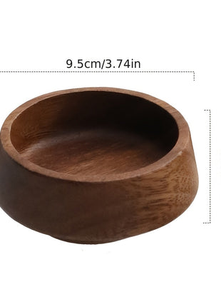 Runder Schreibtisch-Organizer aus Walnussholz mit Maßangaben 9,5 cm und 4,5–7,7 cm