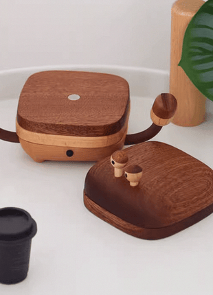 Krabbenförmiges Holz-Untersetzer-Set mit Ständer und zwei runden Unterlagen