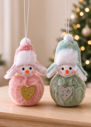 6-Piece Christmas Gnome Ornament Set – Pink & Sage Green Tree Decorations Lignovancia