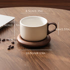 Lignovancia Keramik-Kaffeetasse mit Holzgriff und Untersetzer, cremefarben, frontansicht