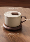 Steingrau / Kaffeetasse mit Deckel + Untersetzer