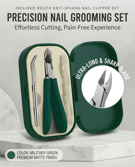 Hercules Nagelpflege-Set im Military-Green Etui, mit Knipser und Feile
