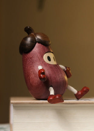 Kleine Auberginen-Figur aus Violettem Holz | Handgefertigte Schreibtisch-Deko | Lignovancia Lignovancia