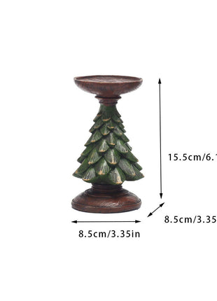 Weihnachtsbaum-Kerzenhalter, mittlerer grüner Tannenbaumaufsatz auf brauner Standbasis