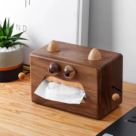 Kreative Monster Taschentuchbox aus Walnussholz | Lustige Kosmetiktücherbox | Gopure Studio Gopure Studio