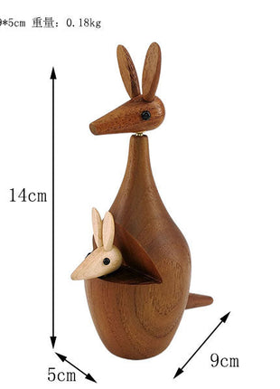 Maßzeichnung: Holz-Känguru-Dekofigur, 14 cm Höhe, ca. 9 cm Länge