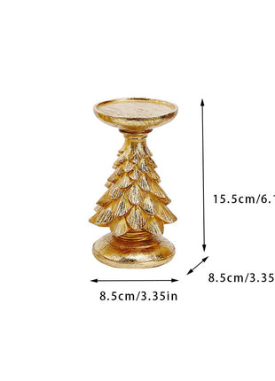 Weihnachtsbaum-Kerzenhalter in Gold, mittlerer Baumaufsatz auf runder Standfläche
