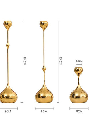 Tropfen-Kerzenhalter-Set, goldfarben, ca. 35 cm und 15 cm hoch