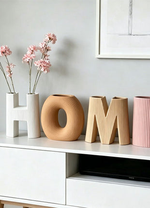 跨境热销款轻奢高级感HOME一套字母陶瓷花瓶婚房装饰摆件亚马逊磨 Lignovancia