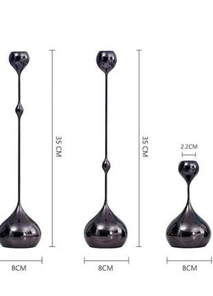 Tropfen-Kerzenhalter-Set, schwarz, ca. 35 cm und 15 cm hoch