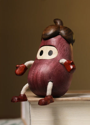 Kleine Auberginen-Figur aus Violettem Holz | Handgefertigte Schreibtisch-Deko | Lignovancia Lignovancia