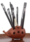 Hedgehog Pen Holder, Sapele Wood, Large Holes (Pens not included)