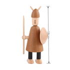 Wikinger-Holzfigur aus Massivholz, 18 cm, mit Schild und Speer