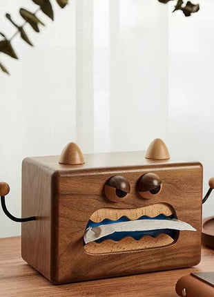 Kreative Monster Taschentuchbox aus Walnussholz | Lustige Kosmetiktücherbox | Gopure Studio Gopure Studio