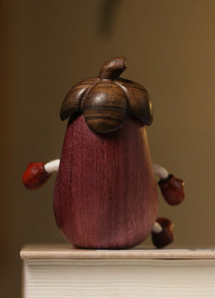 Kleine Auberginen-Figur aus Violettem Holz | Handgefertigte Schreibtisch-Deko | Lignovancia Lignovancia