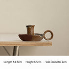 Keramik-Kerzenhalter mit Ofenglasur mit Maßen 14,7×6,5 cm; Schale mit Henkel