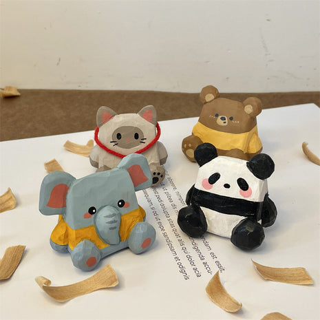 Bleistifthalter-Set mit vier Tierfiguren: Katze, Elefant, Bär, Panda