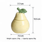 Abmessungen: 10,5 cm hoch; 7,7 cm breit; 7,5 cm tief (Keramik-Gefäß mit Deckel)