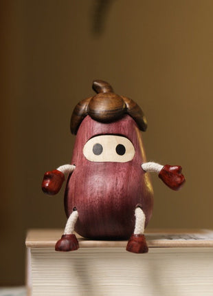Kleine Auberginen-Figur aus Violettem Holz | Handgefertigte Schreibtisch-Deko | Lignovancia Lignovancia