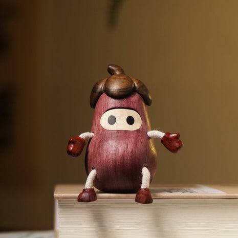 Kleine Auberginen-Figur aus Violettem Holz | Handgefertigte Schreibtisch-Deko | Lignovancia Lignovancia