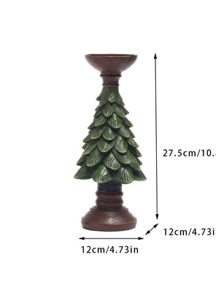 Weihnachtsbaum-Kerzenhalter, großer grüner Tannenbaumaufsatz auf brauner Standbasis