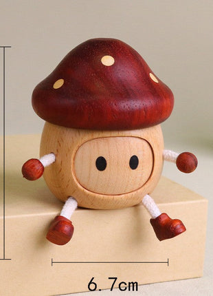 Holz-Deko-Pilz mit Smiley-Gesicht und runden Knöpfen, als Aufbewahrungsbox