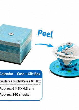 Earth calendar paper sculpture with display case and gift box