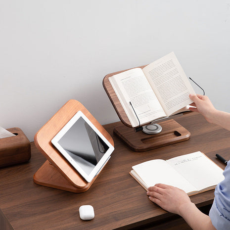 Ergonomischer Premium-Buchständer aus Massivholz | 360° Drehbarer Laptop- & iPad-Halter für den Schreibtisch | Gopure Studio Gopure Studio