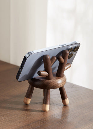 Kreativer Handyhalter aus edlem Walnuss- & Buchenholz | Miniatur-Stuhl als Schreibtisch-Organizer | Gopure Studio Gopure Studio