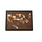 USA-Holz-Reisekartenpuzzle im schwarzen Rahmen mit Reliefkarte der Vereinigten Staaten