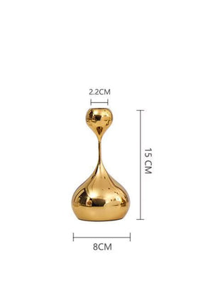 Goldener Tropfen-Kerzenhalter mit schmalem Stiel und rundem Tropfenfuß, ca. 35 cm