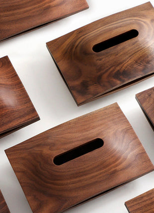 Set Holz-Kosmetiktücherboxen mit Griffaussparung, unterschiedliche Maserung sichtbar