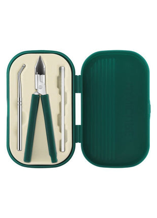 Hercules Nagelknipser-Set, 3-teilig, Military-Green im geöffneten Etui