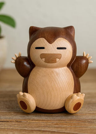 Handmade Wooden Monster Figurine | Cute Sleepy Creature Wood Sculpture | Hand Carved Collectible | Natural Wood Home Decor Gift Lignovancia