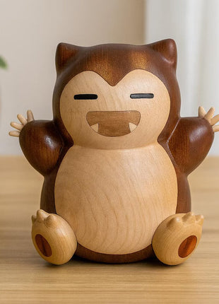 Handmade Wooden Monster Figurine | Cute Sleepy Creature Wood Sculpture | Hand Carved Collectible | Natural Wood Home Decor Gift Lignovancia
