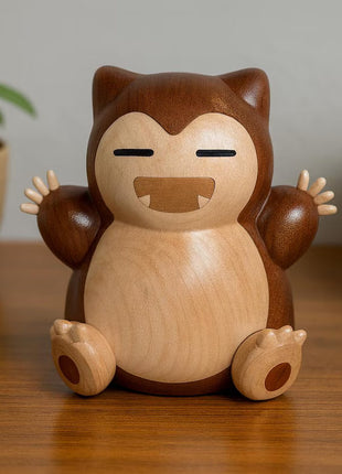 Handmade Wooden Monster Figurine | Cute Sleepy Creature Wood Sculpture | Hand Carved Collectible | Natural Wood Home Decor Gift Lignovancia