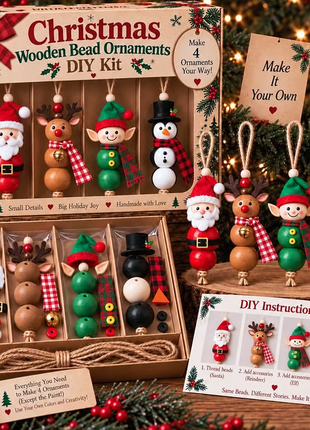 Christmas bead ornament kit with Santa, reindeer, elf and snowman