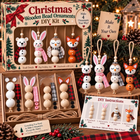 Woodland animal wooden bead Christmas ornament DIY kit with bear, bunny, owl and fox designs